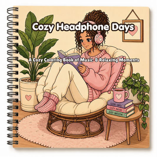 Cozy Headphone Days: Music & Relaxing Vibes Coloring Book